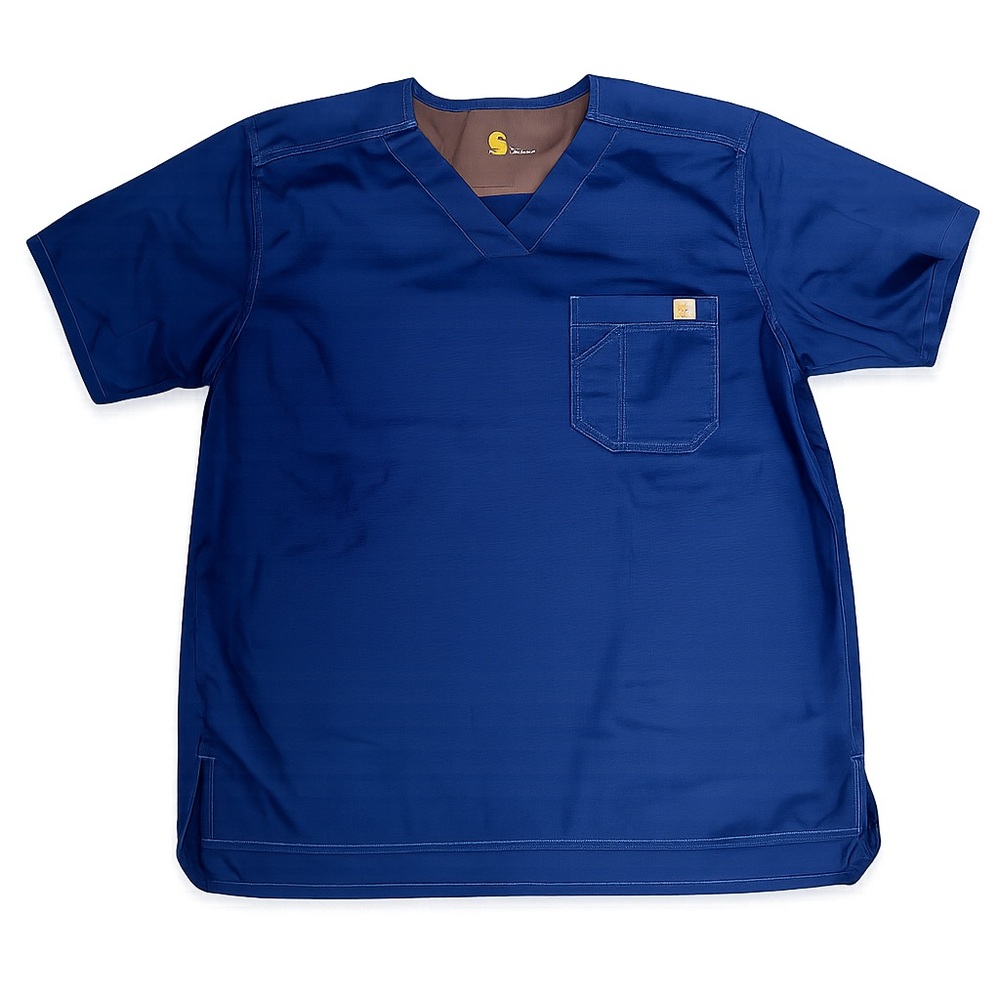 Men’s Medium Carhartt Scrub Top – Navy Blue V-Neck Workwear – Durable